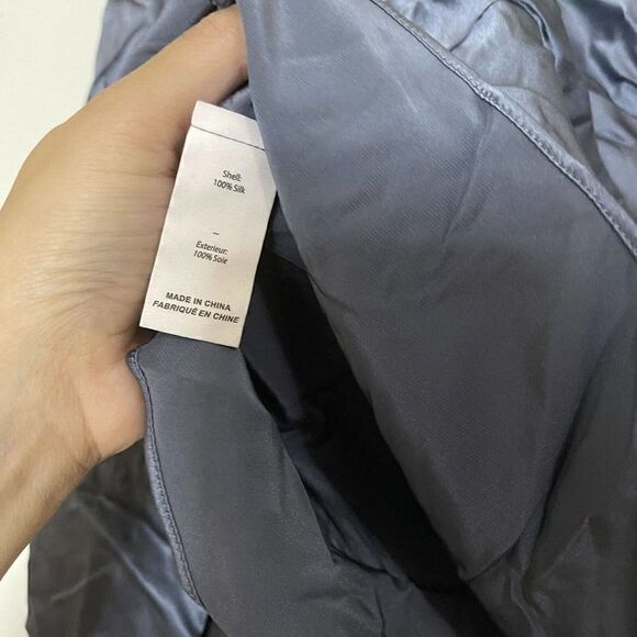 NWT! Cinq à Sept "Jordy" luxe Silk Cowl blouse Blue Shadow crossover strap Small - Picture 4 of 8